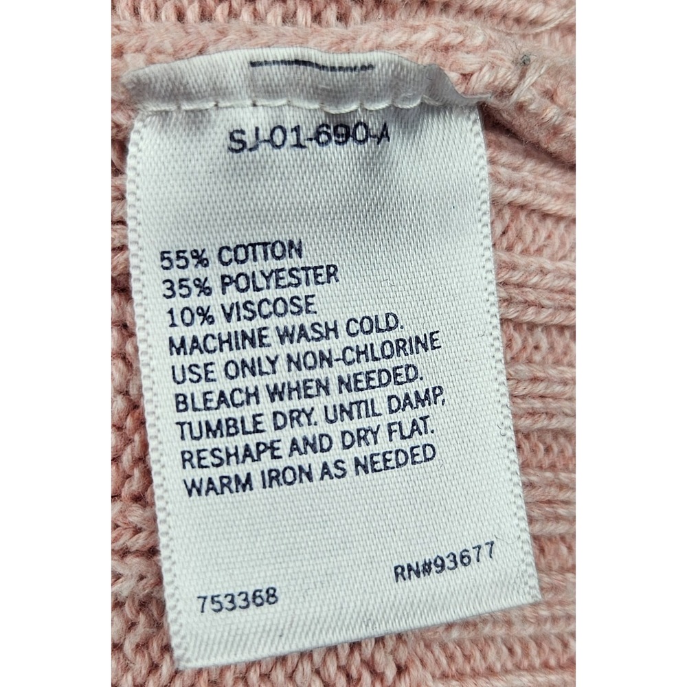 St. Johns Bay Womens Cable Knit Sweater‎ Pink Med Coquette Feminine Fisherman - Picture 5 of 5